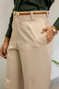 Beige Banana Crepe Trousers