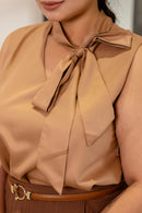 Brown Top with Bow Tie