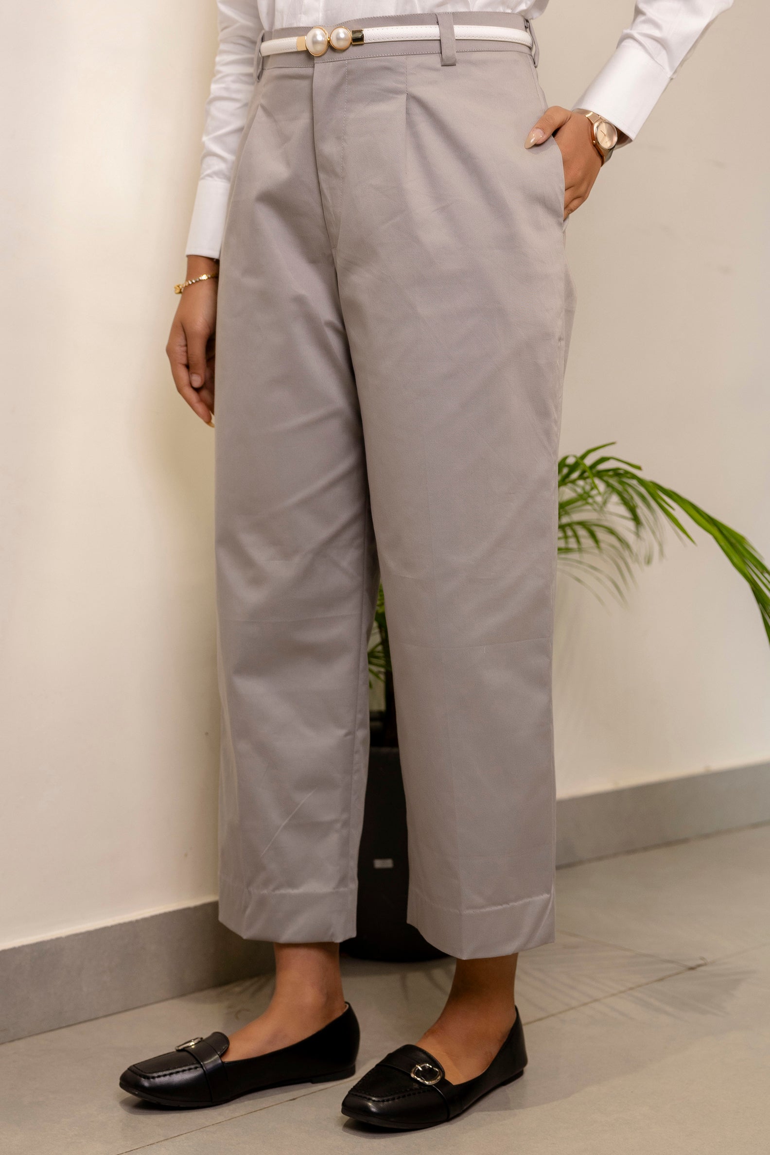 Grey Cotton Trousers