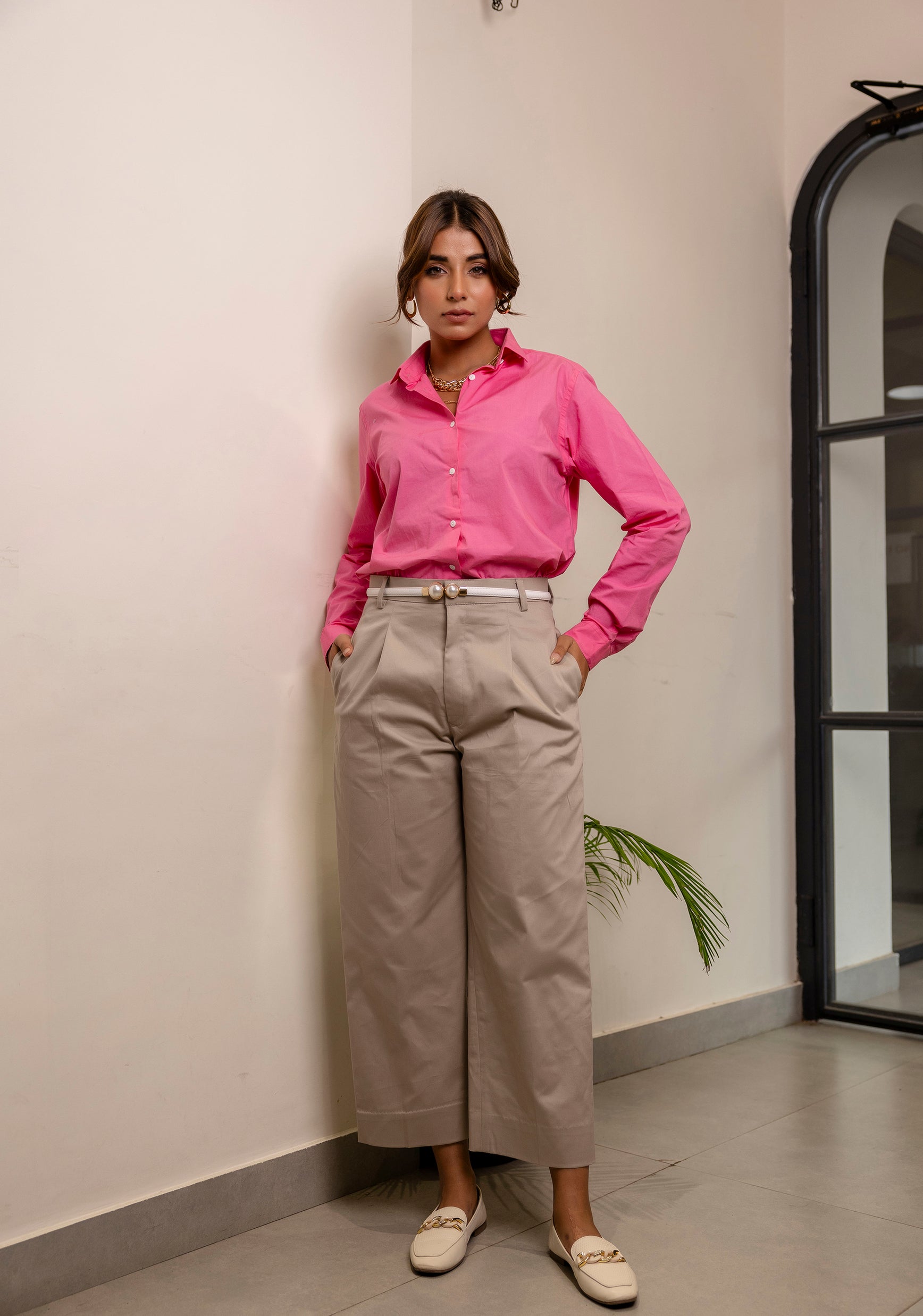 Beige Cotton Trousers