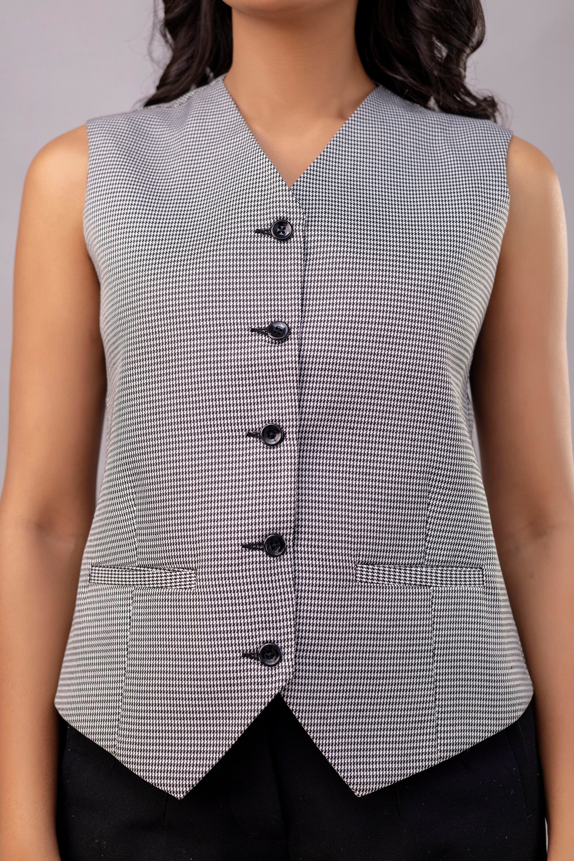 Black & White Houndstooth Vest